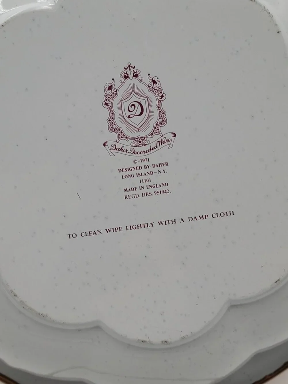 Vintage Daher England 1971 Metal Tin Round Bowl Tray Platter 10 1/4